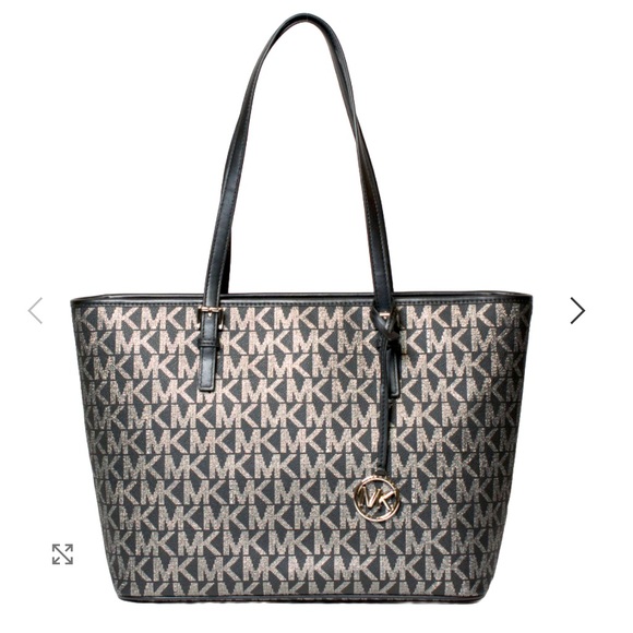 MICHAEL Michael Kors Handbags - Michael Kors Jet Set Top Zip Tote in Black and Silver